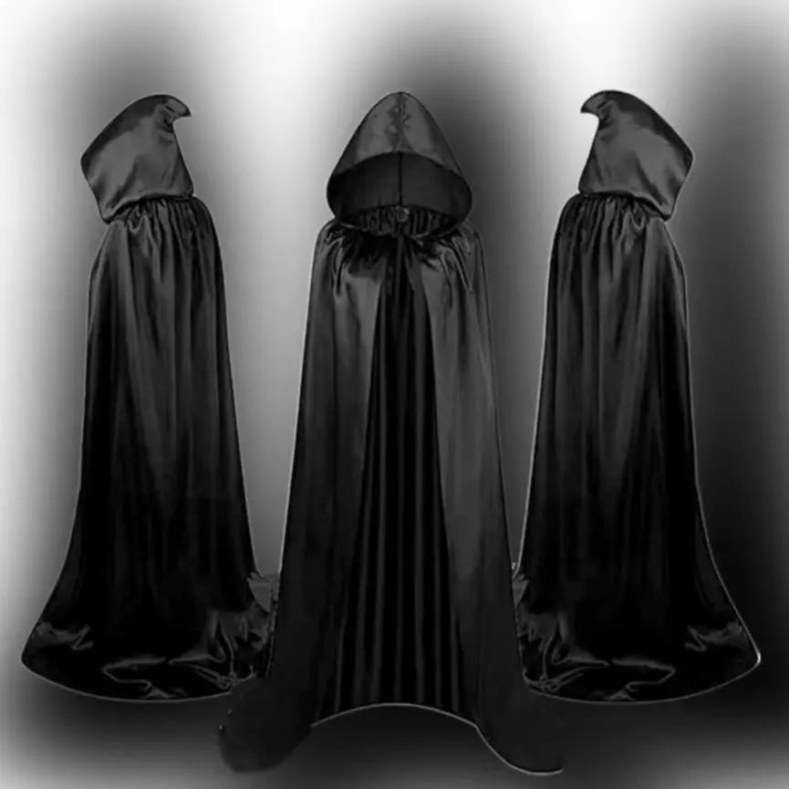 Kids Halloween Wizard Cloak Costume with Hood – Black Cape
