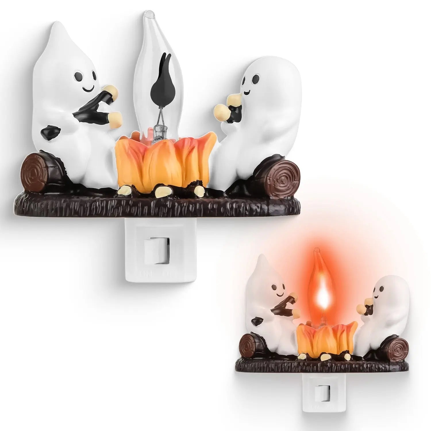2PCS Ghost Campfire Night Light | Flickering Flame Halloween Decoration