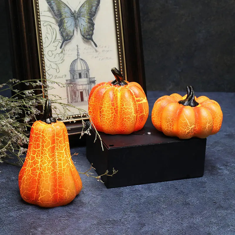 Halloween Pumpkin Lantern LED Candle Lamp Resin Luminous
