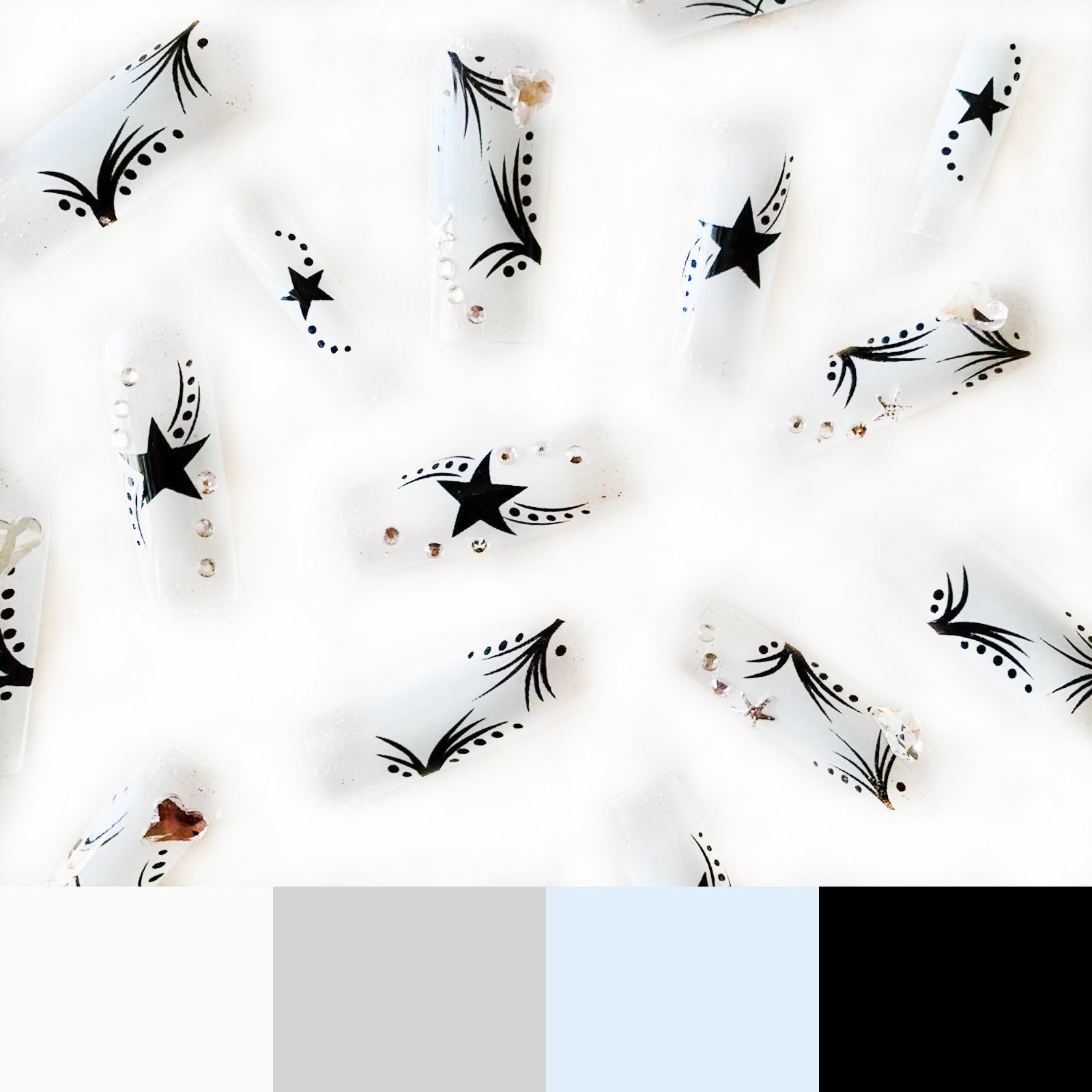 Women’s Fashion Rhinestone Patch Nails | Retro Nail Art