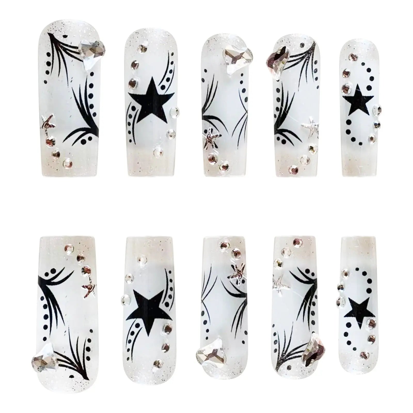 Women’s Fashion Rhinestone Patch Nails | Retro Nail Art