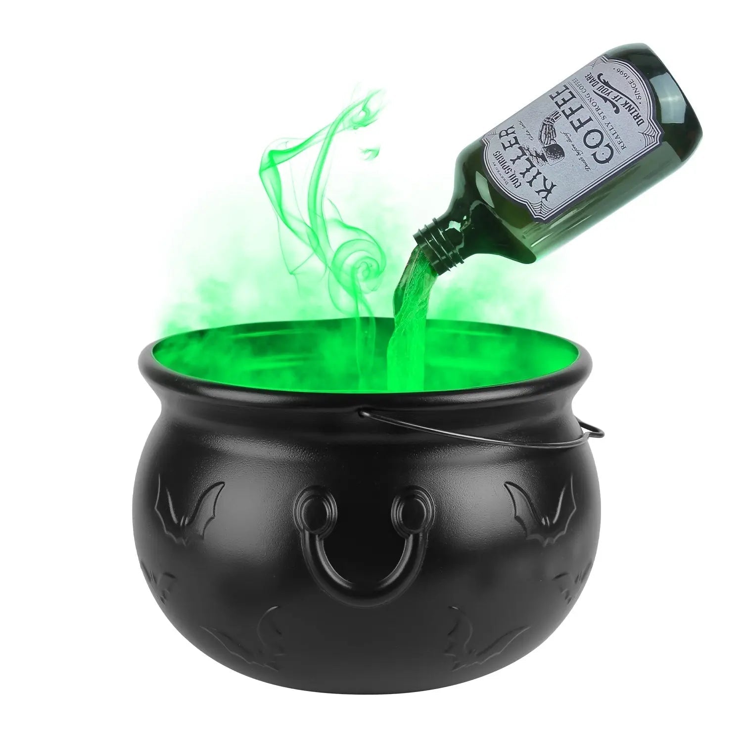 Halloween Floating Bottle Decor with Witches Cauldron & Mist Maker