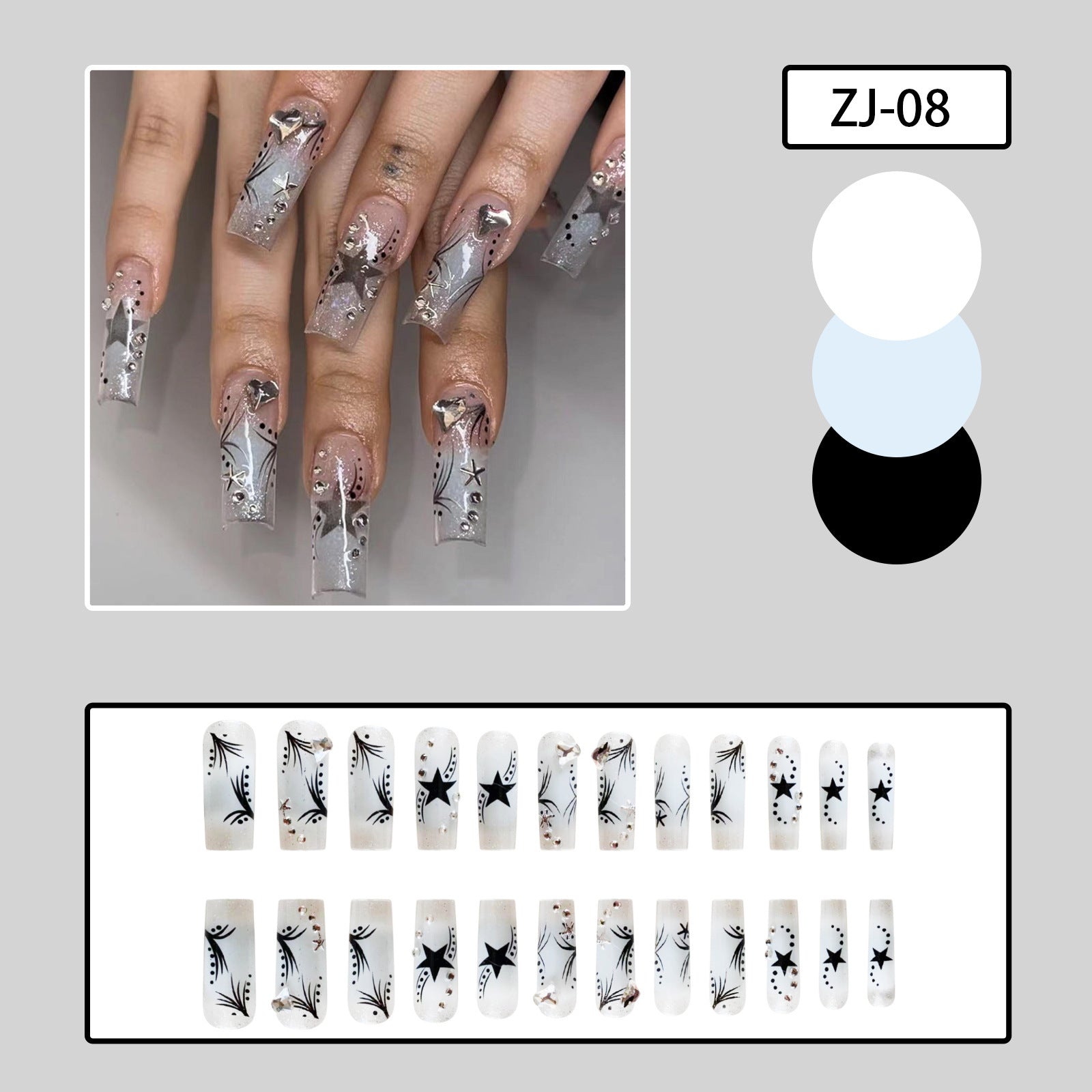Women’s Fashion Rhinestone Patch Nails | Retro Nail Art