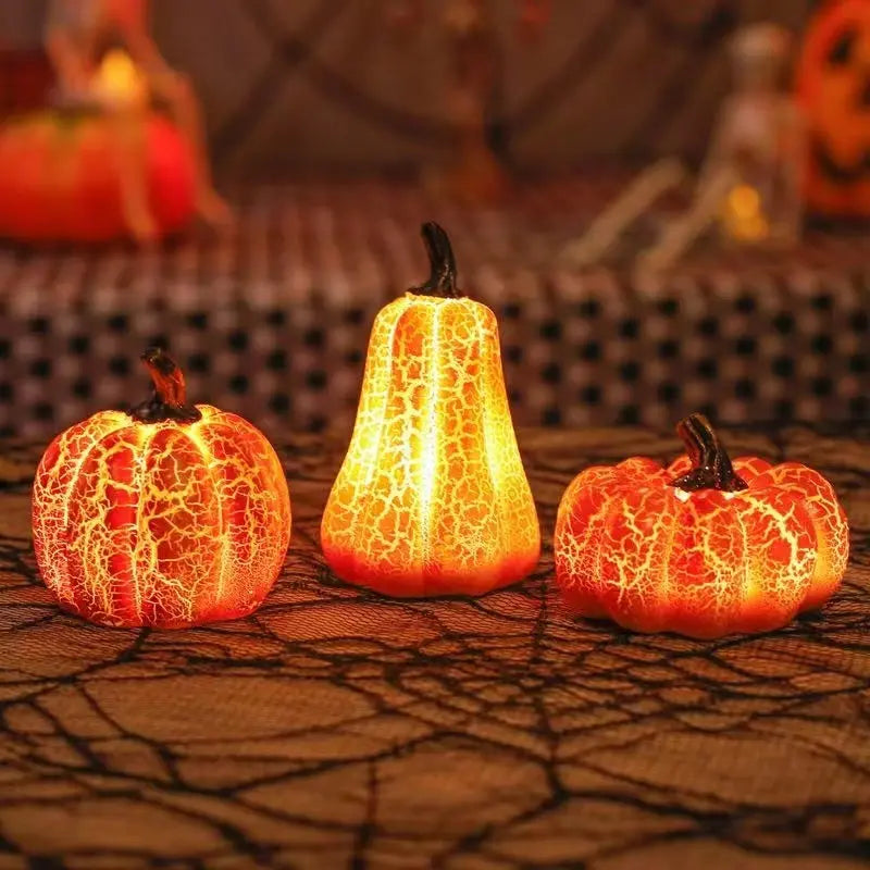 Halloween Pumpkin Lantern LED Candle Lamp Resin Luminous