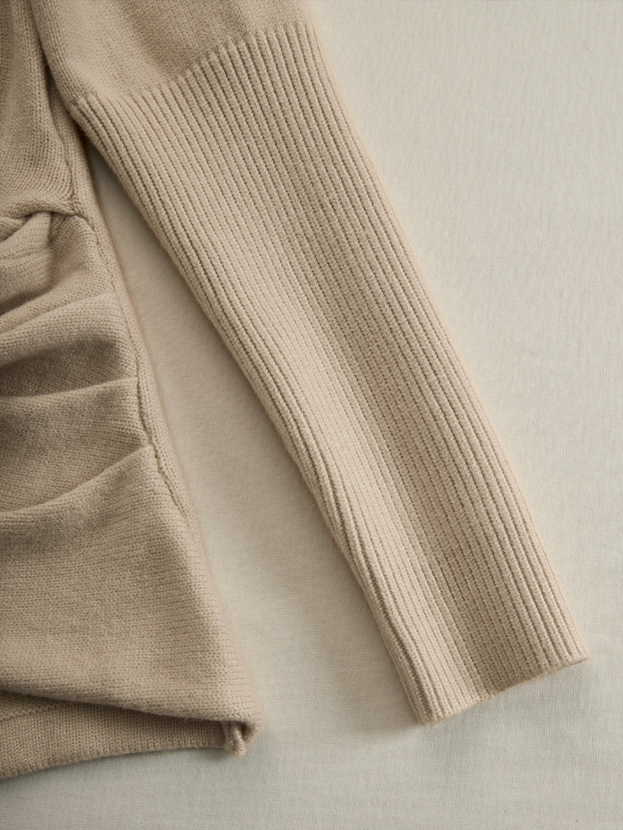Cream Cross Wrap V-Neck Knit Top by Merchant Mon 