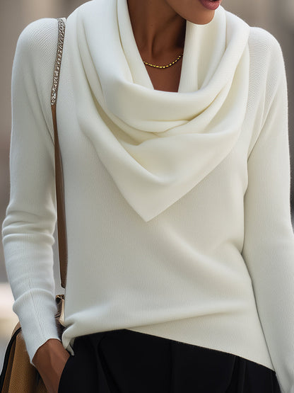 Draped Cowl Neck Long Sleeve Top by Merchant Mona 