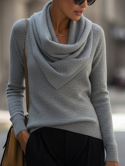 Draped Cowl Neck Long Sleeve Top by Merchant Mona 