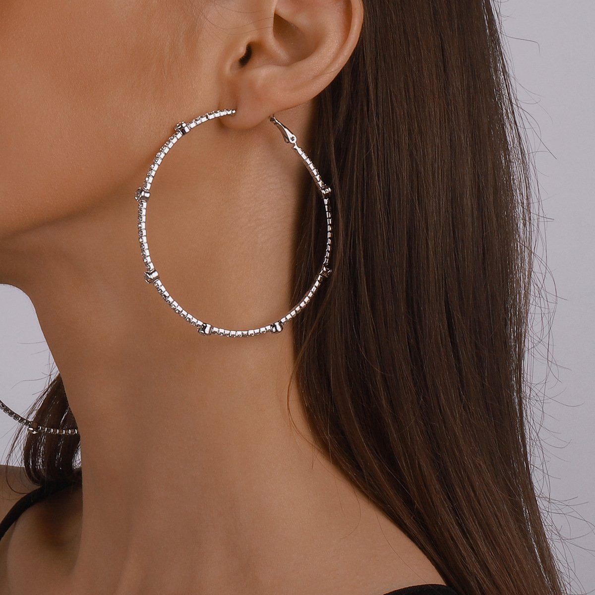 Minimalist Rhinestone Hoop Earrings by Merchant Mona 