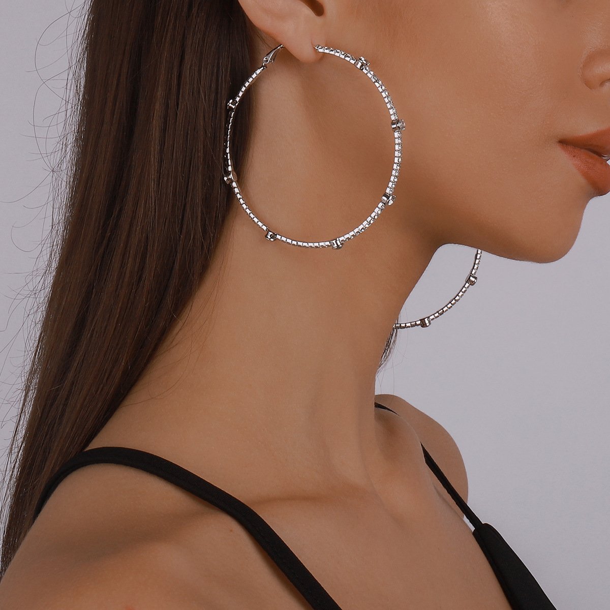 Minimalist Rhinestone Hoop Earrings by Merchant Mona 