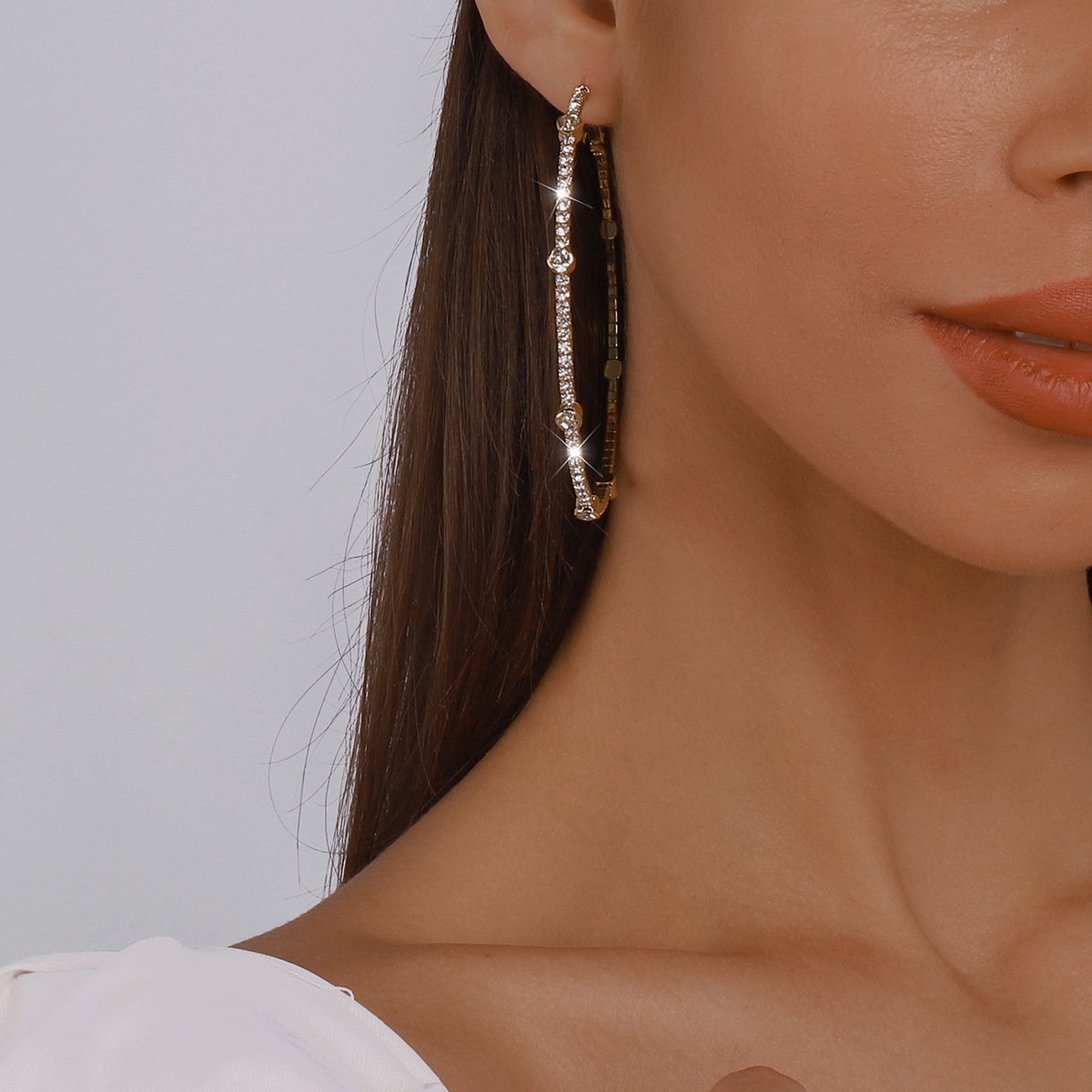 Minimalist Rhinestone Hoop Earrings by Merchant Mona 