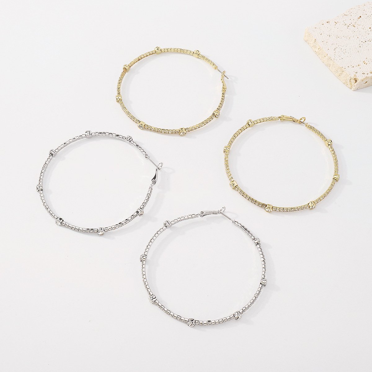 Minimalist Rhinestone Hoop Earrings by Merchant Mona 