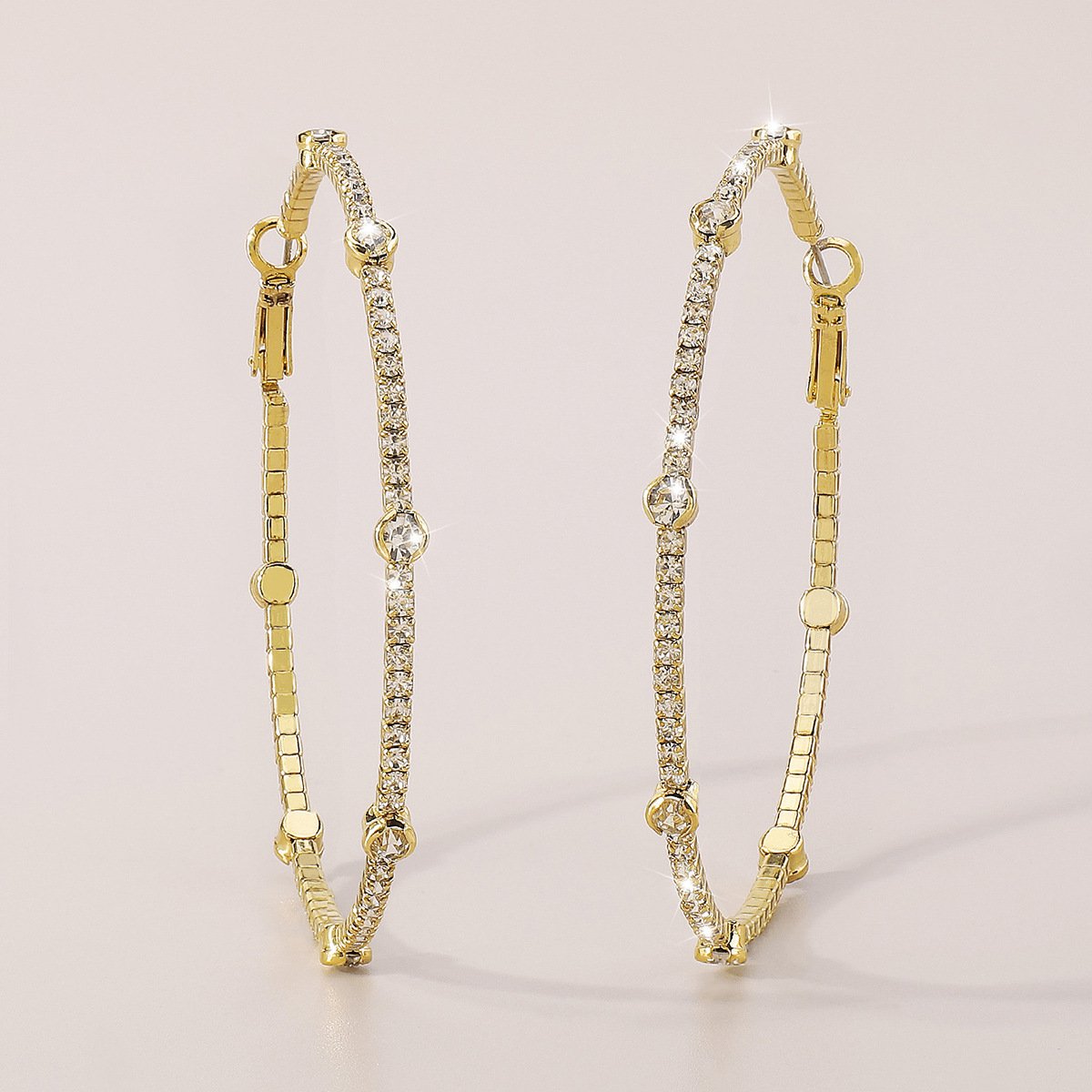 Minimalist Rhinestone Hoop Earrings by Merchant Mona 