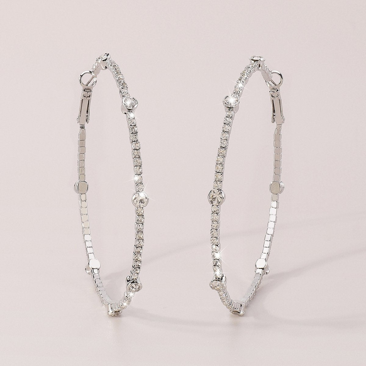 Minimalist Rhinestone Hoop Earrings by Merchant Mona 