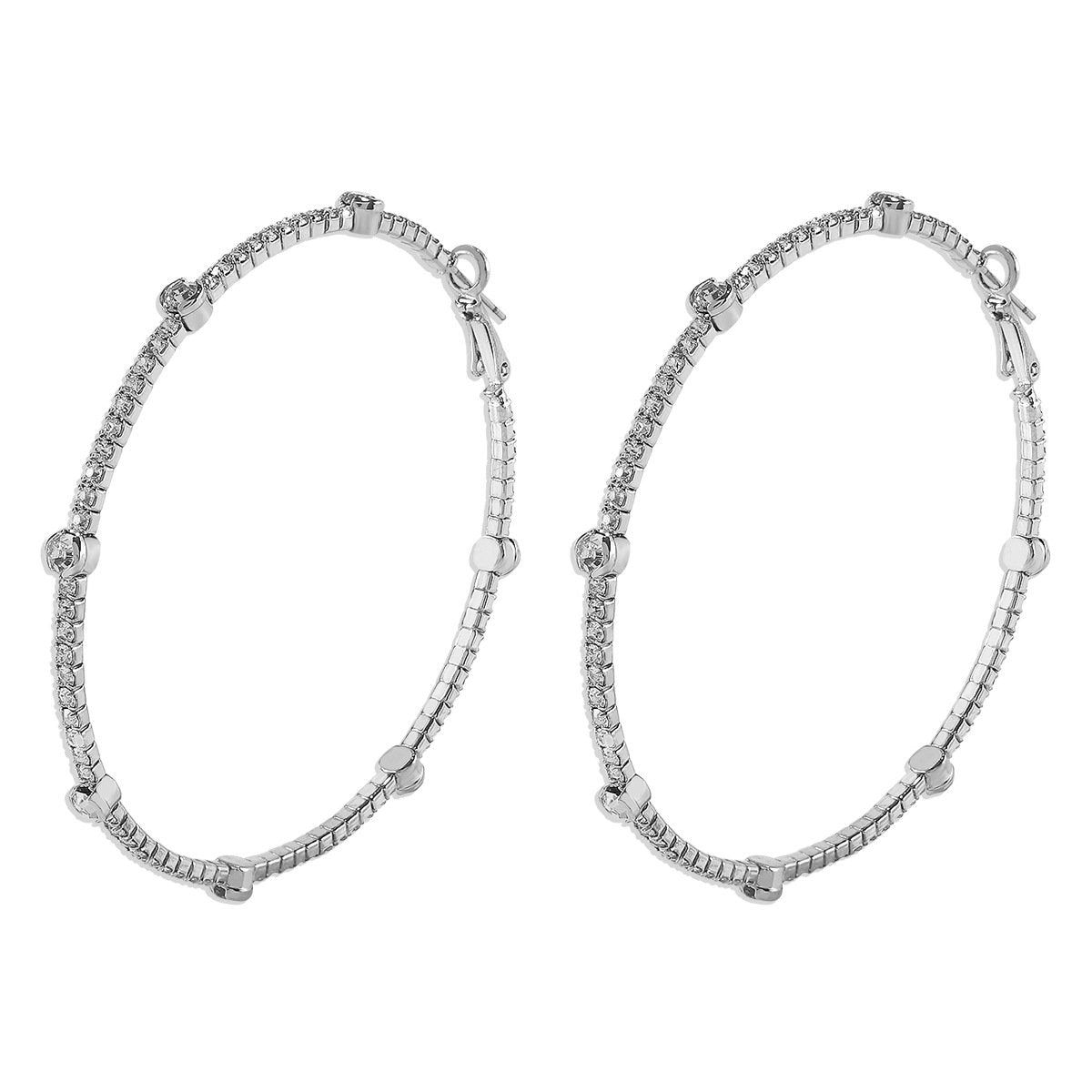 Minimalist Rhinestone Hoop Earrings by Merchant Mona 