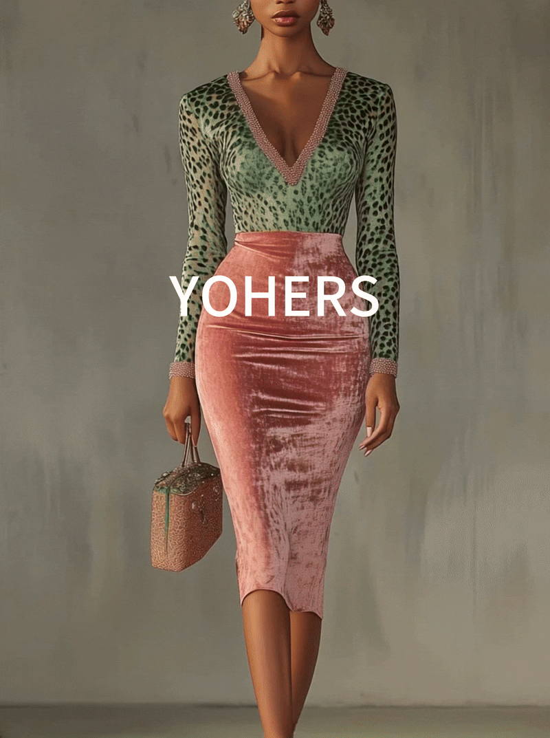 Pink Velvet Leopard Print Patchwork Dress by Merchant Mona 