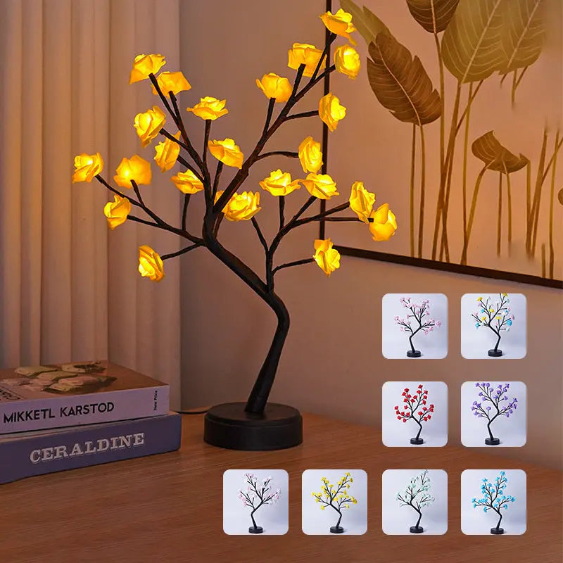 Table Lamp Flower Tree | Rose Night Light USB