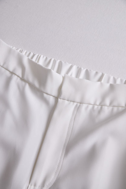 White High Waist Wide Leg Flare Pants by Merchant Mona 