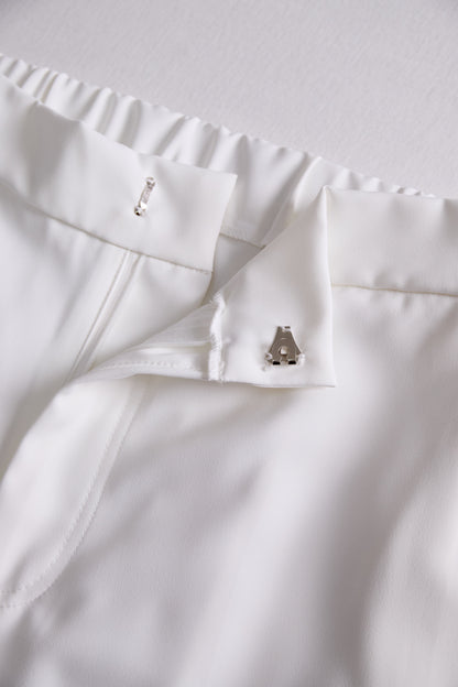 White High Waist Wide Leg Flare Pants by Merchant Mona 
