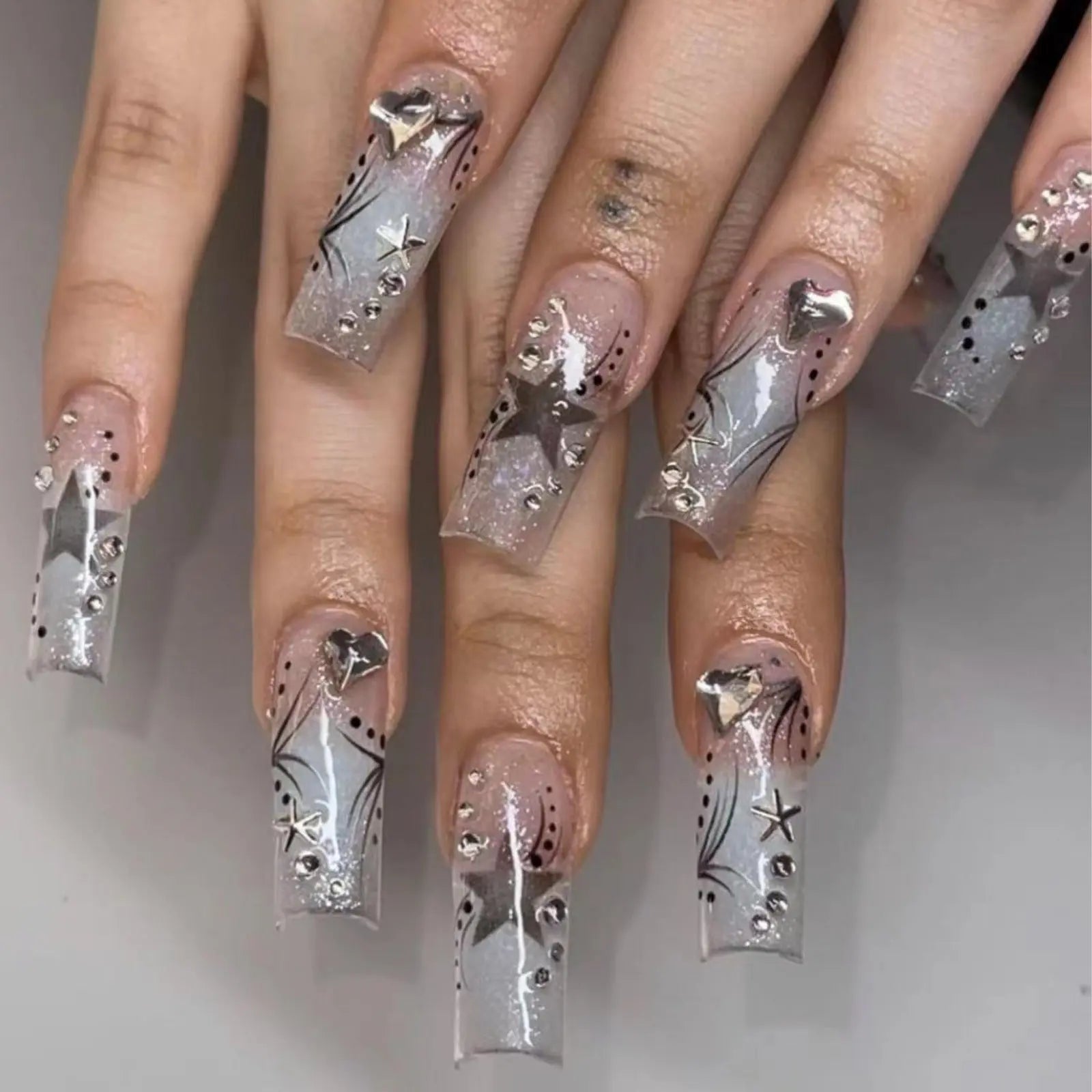 Women’s Fashion Rhinestone Patch Nails | Retro Nail Art