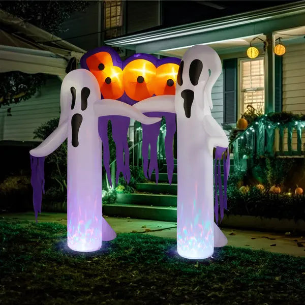 9.8ft White Ghost Arch Inflatable Halloween Yard Decoration
