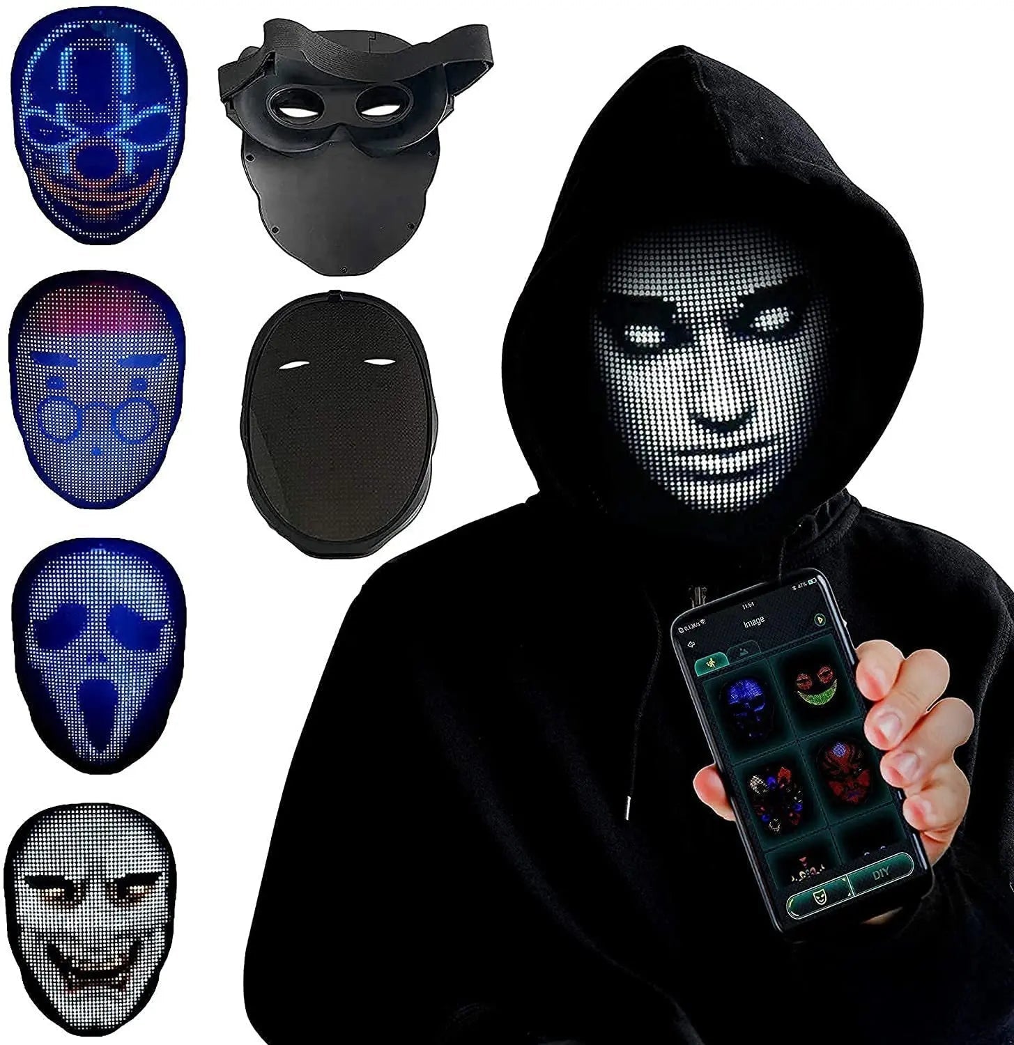 Halloween Face Masks Full Color LED | Luminous Party Mask
