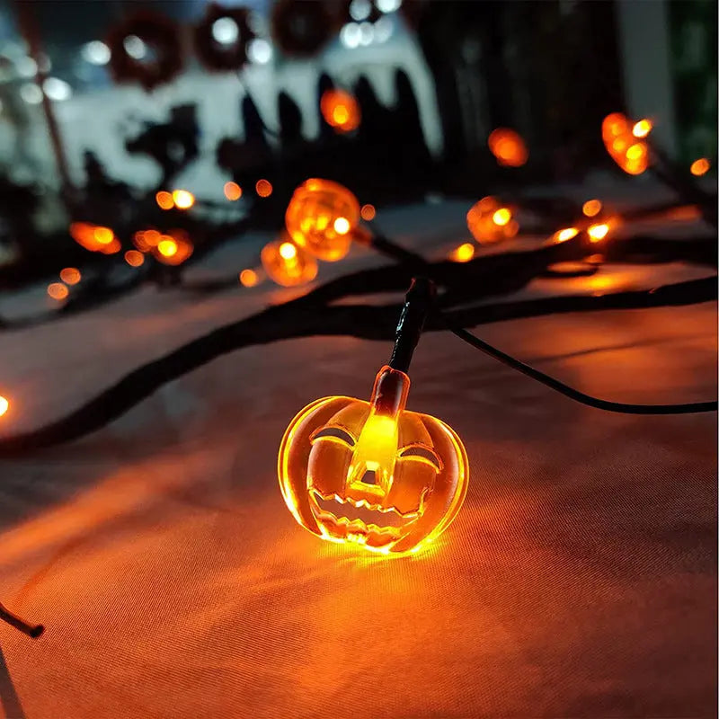 Halloween LED Willow Vine String Lights – Bat & Pumpkin Decoration