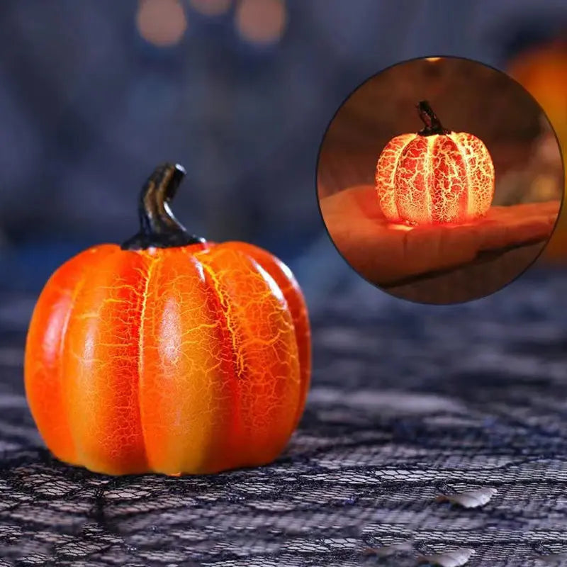 Halloween Pumpkin Lantern LED Candle Lamp Resin Luminous