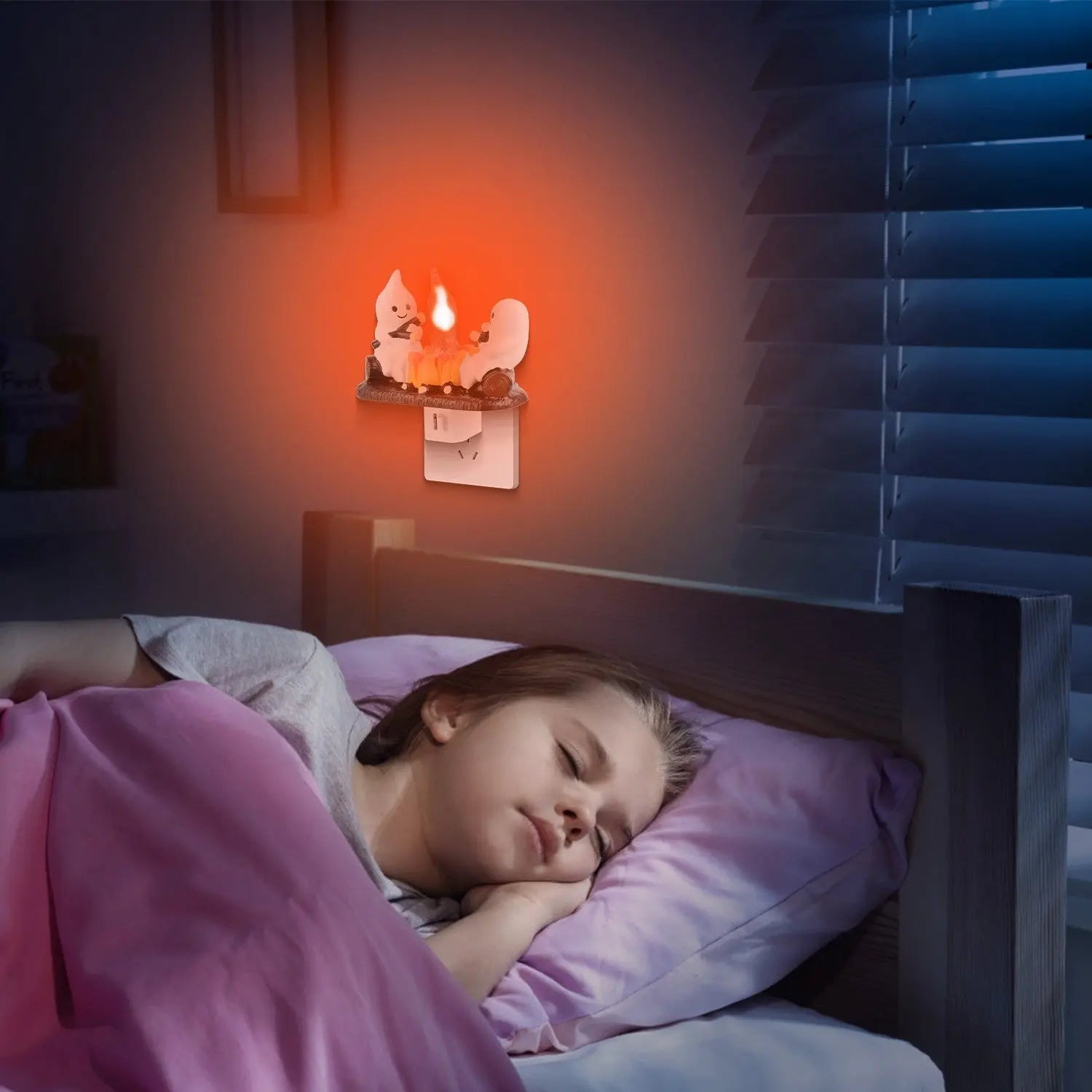 2PCS Ghost Campfire Night Light | Flickering Flame Halloween Decoration