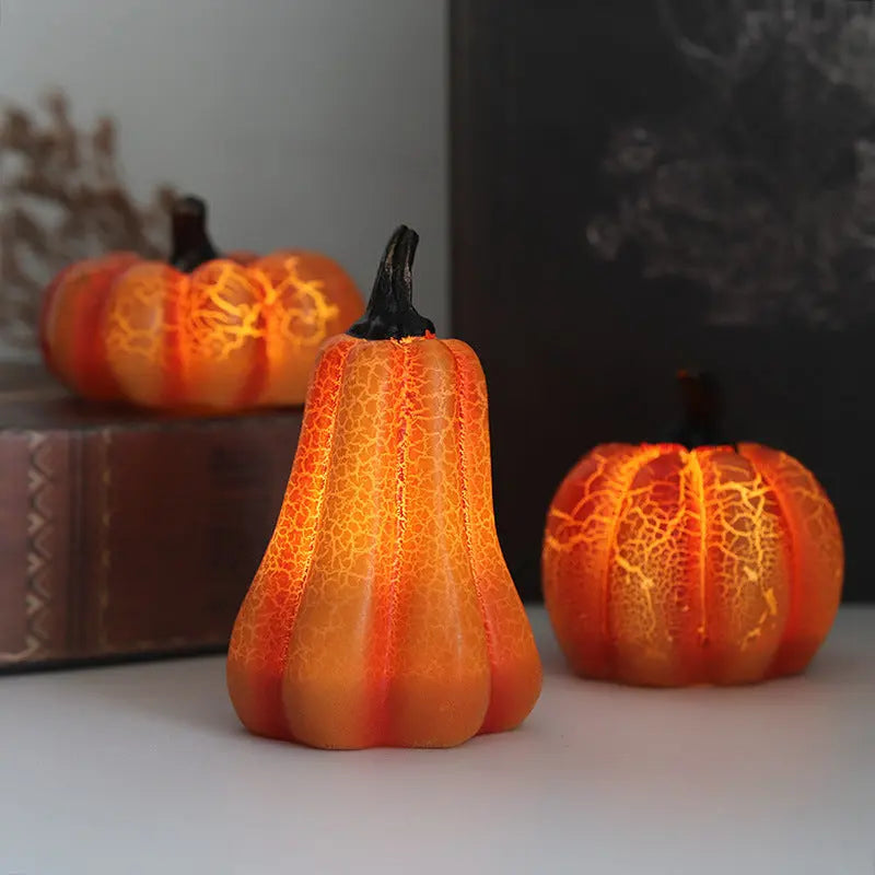 Halloween Pumpkin Lantern LED Candle Lamp Resin Luminous