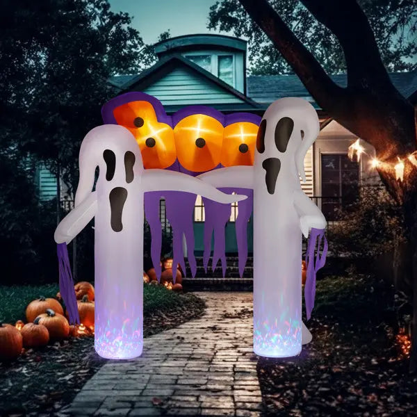 9.8ft White Ghost Arch Inflatable Halloween Yard Decoration